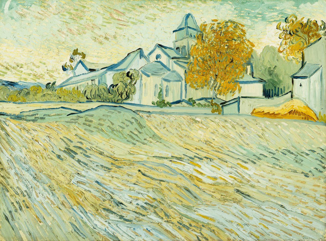 Udsigt over Asyl og Saint-Remy Kapel; Udsigt over asylet og kapellet i Saint-Remy, 1889 af Vincent van Gogh