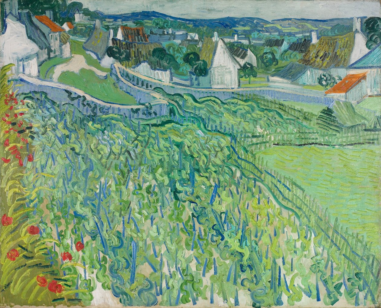 Vinmarker ved Auvers, juni 1890 (olie på lærred) af Vincent van Gogh
