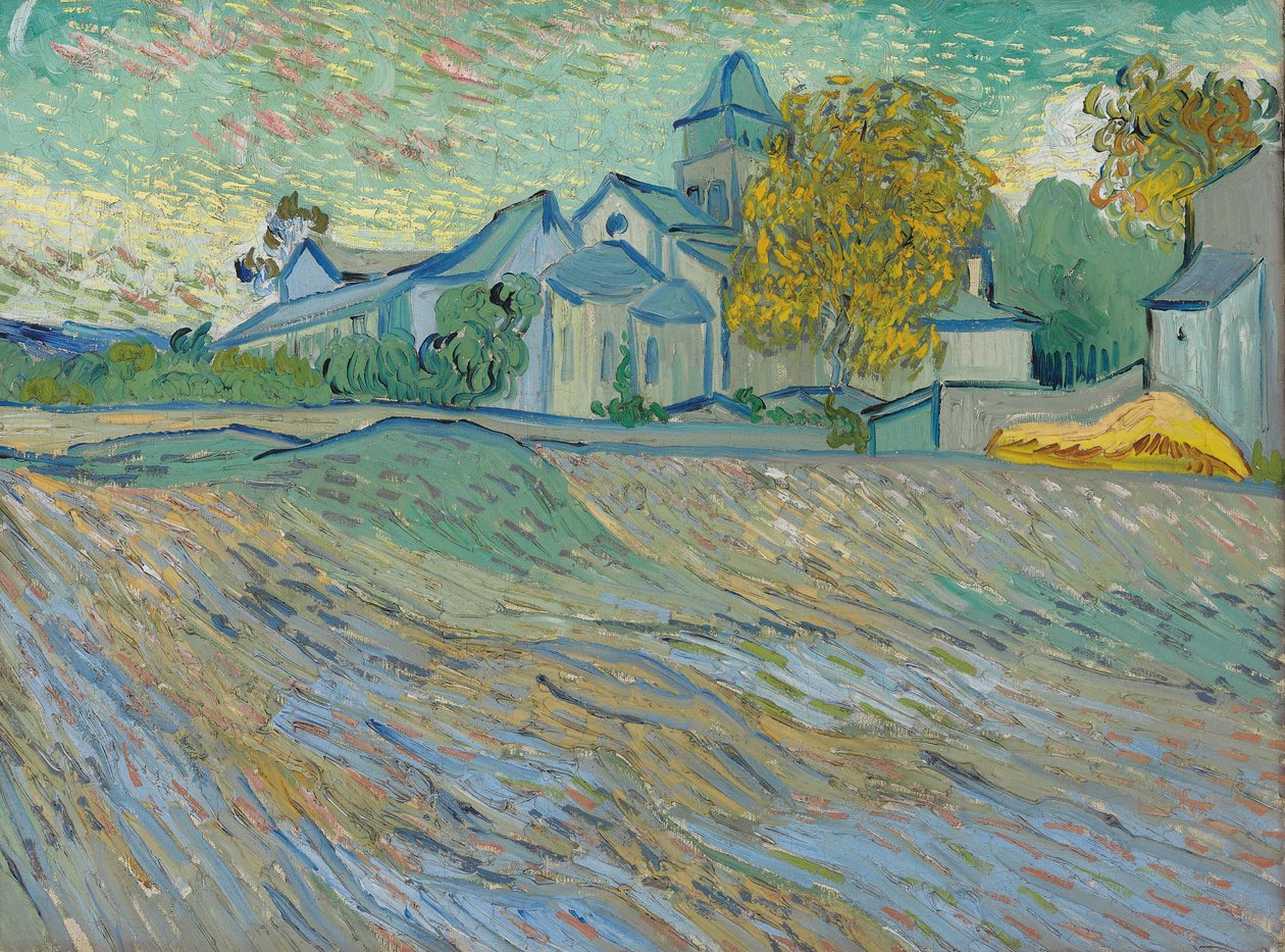 Udsigt over asylet og kapellet Saint-Rémy, 1889 af Vincent van Gogh