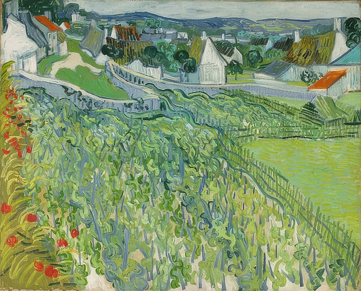 Vinmarker i Auvers. 1890 af Vincent van Gogh