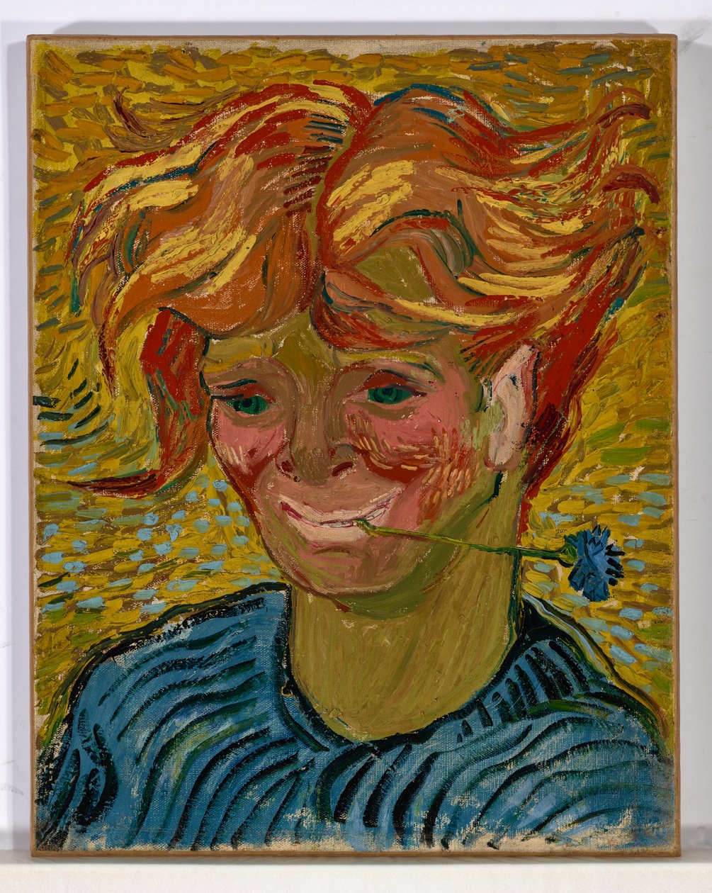 Ung mand med kornblomst af Vincent van Gogh