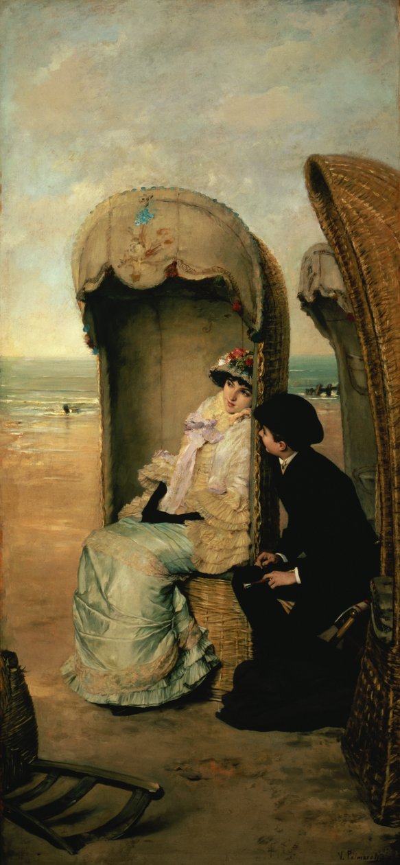 Betroelser på stranden, ca. 1883 af Vincente Gonzalez Palmaroli
