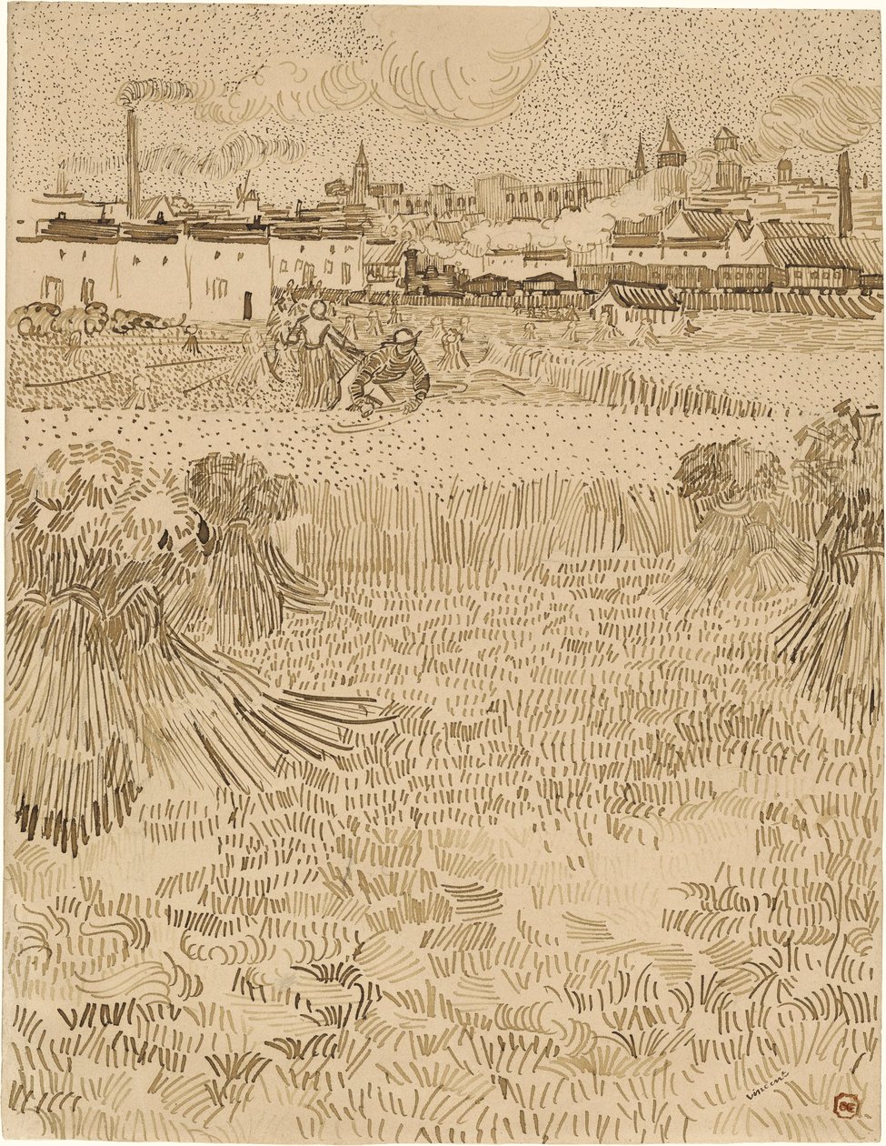 Arles. Udsigt fra hvedemarkerne (1888) af Vincent van Gogh
