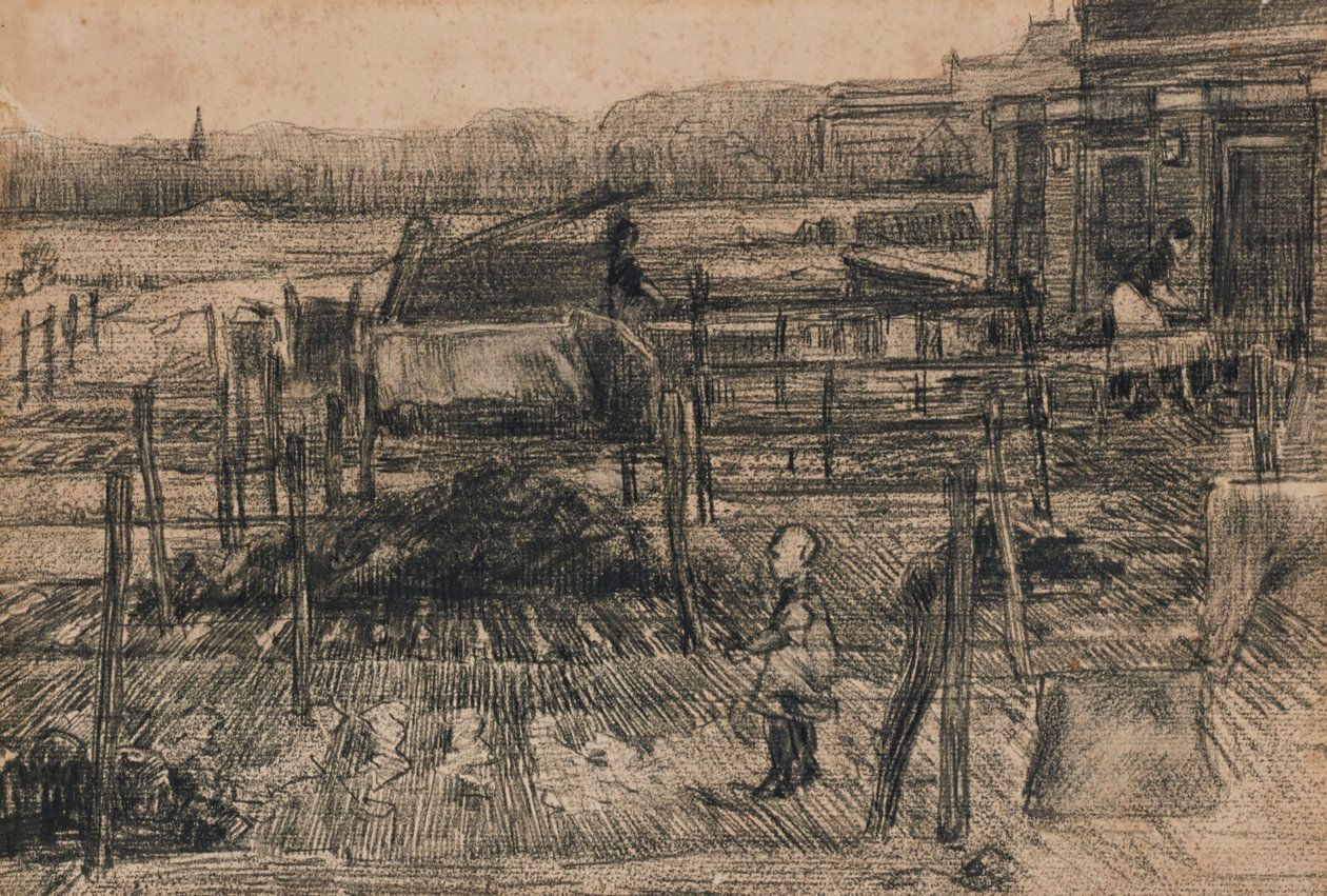 Baghave med to figurer (1882) af Vincent van Gogh
