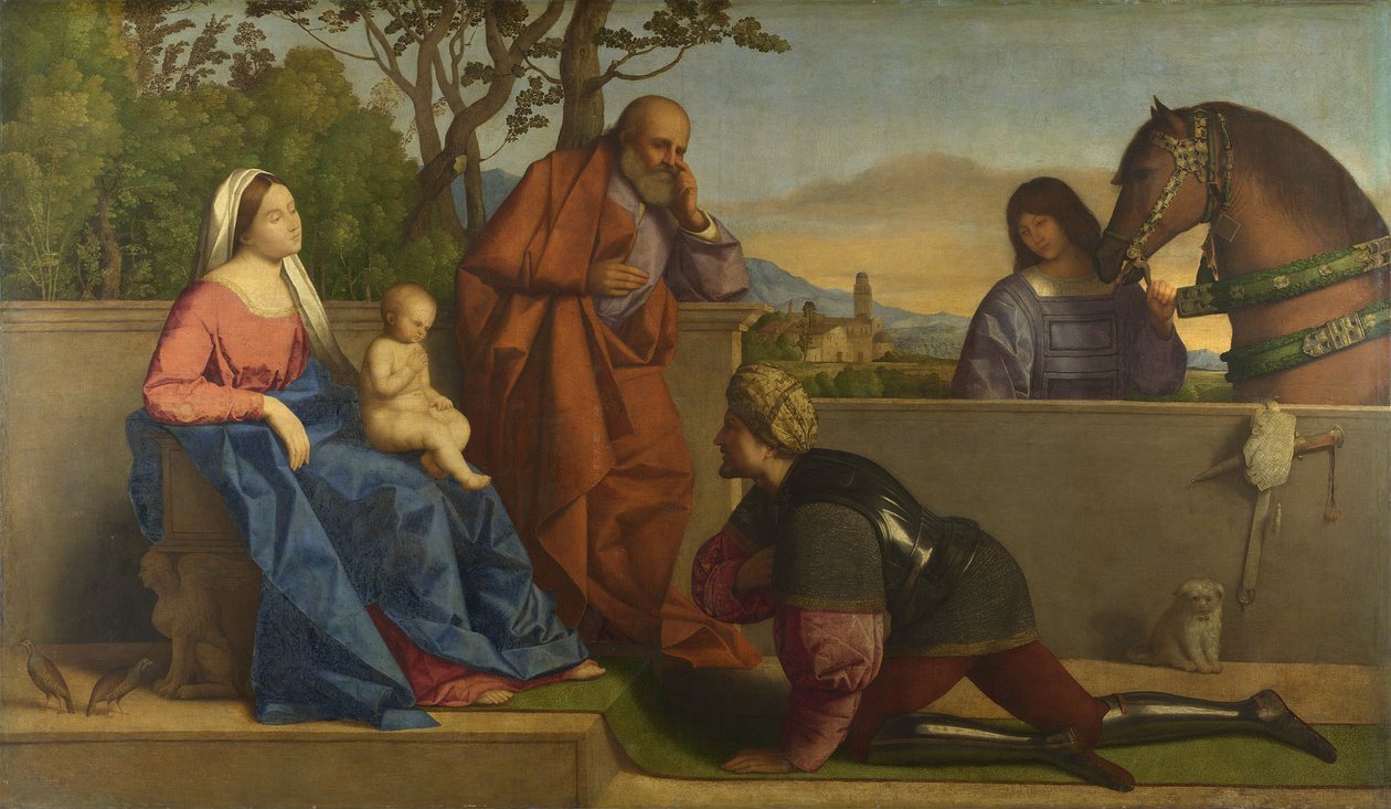 En kriger der elsker den spædbarn Kristus og jomfruen af Vincenzo di Biagio Catena