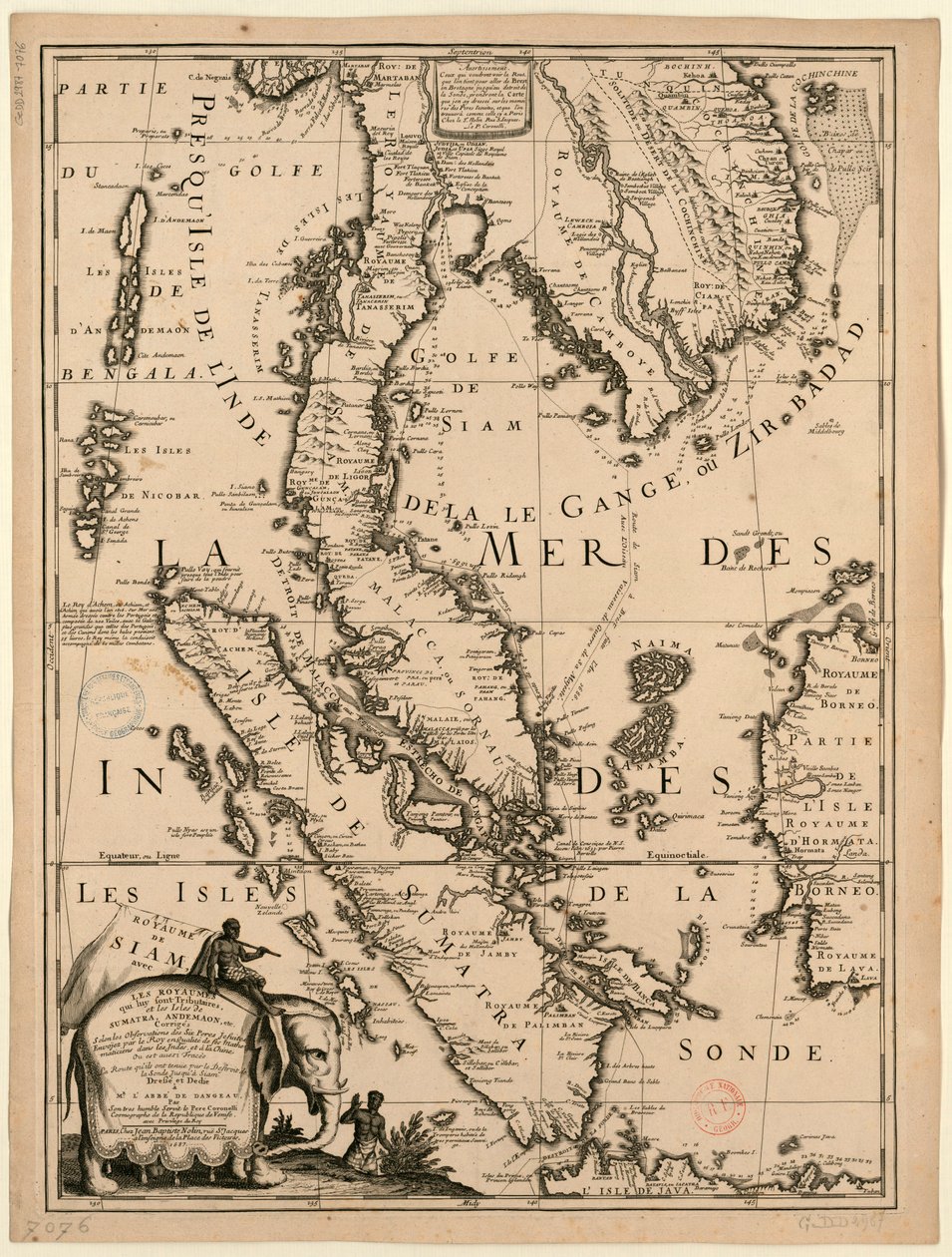 Rute fra Brest til kongeriget Siam af Vincenzo Maria Coronelli