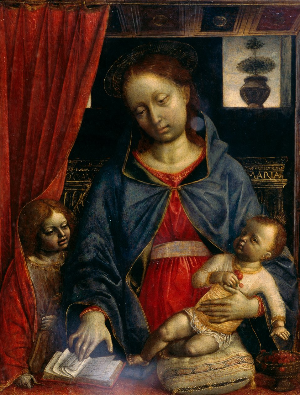 Madonna og barn med en engel af Vincenzo Foppa