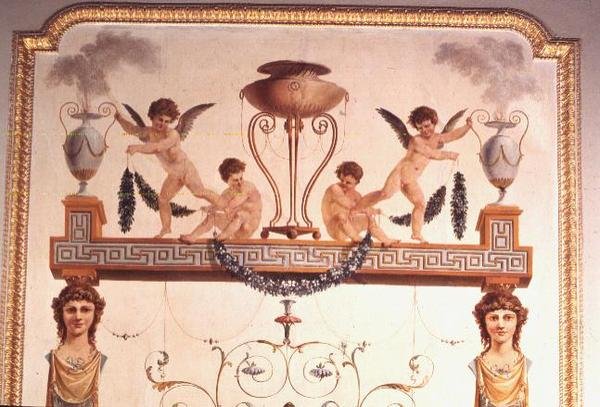 Detalje af den pompeianske musikrumsvæg, 1777-80 af Vincenzo Valdre