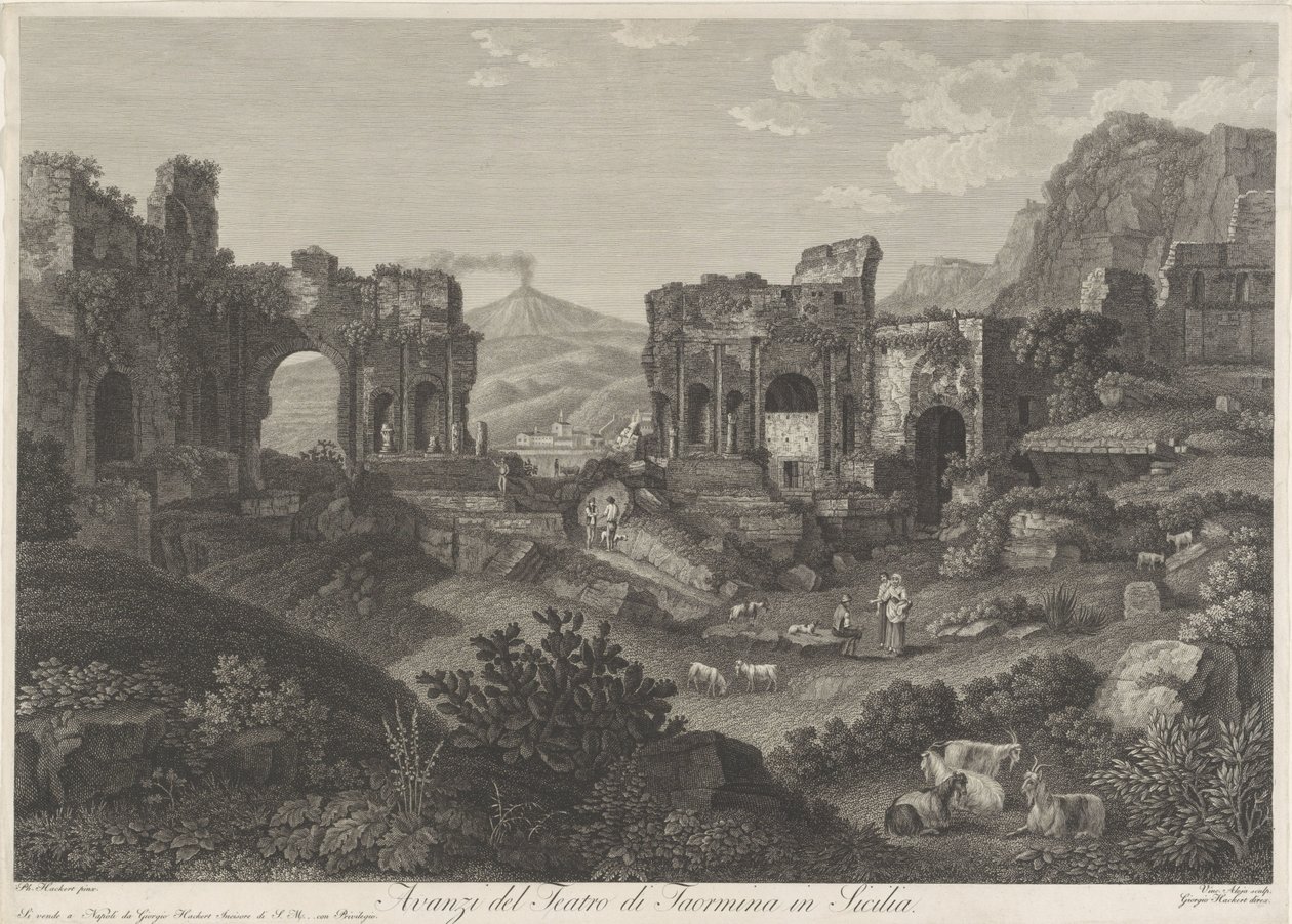 Teater van Taormina Rester fra teatret i Taormina på Sicilien (titel på objektet) af Vincenzo Alloja
