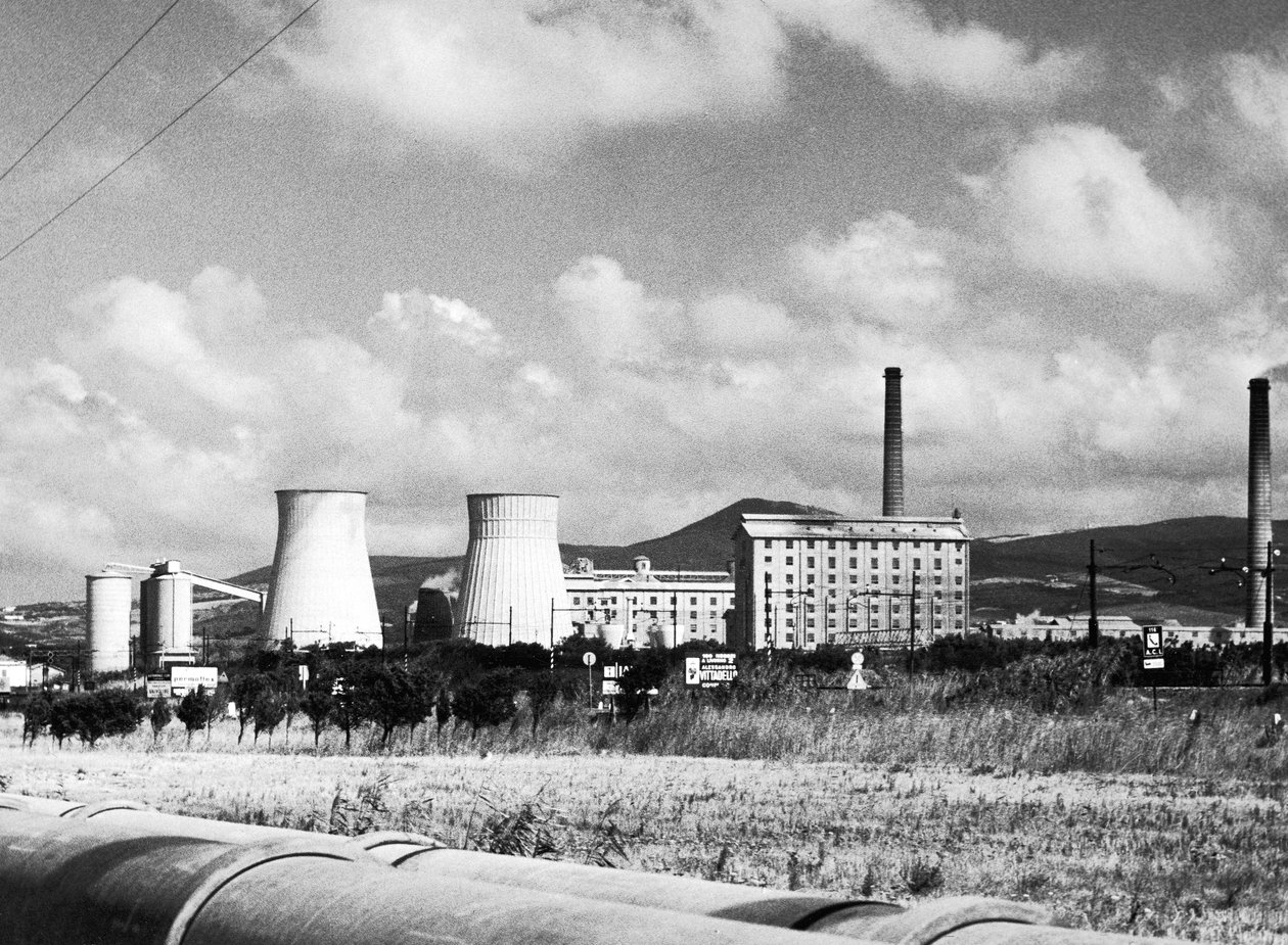 Industrielt landskab med skorstene af Vincenzo Balocchi