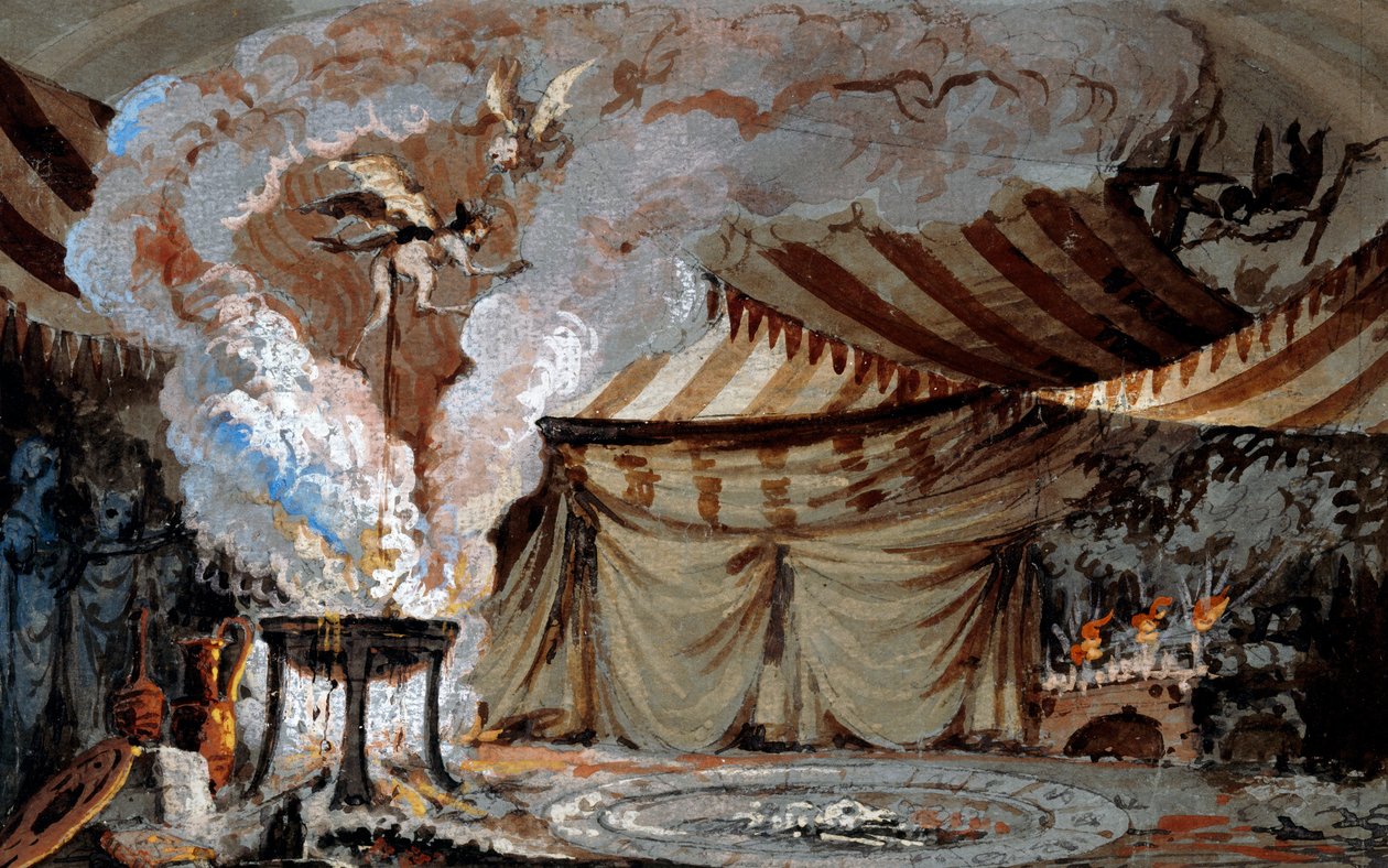 Skitse til hvælvingen ved Teatro Sociale i Bergamo (akvarel) af Vincenzo Bonomini