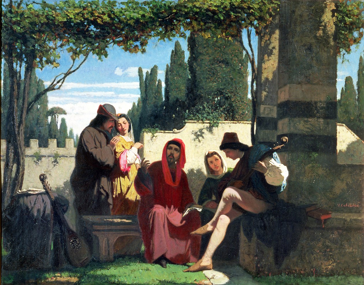 Florentinske troubadourer i det 14. århundrede, 1860 af Vincenzo Cabianca