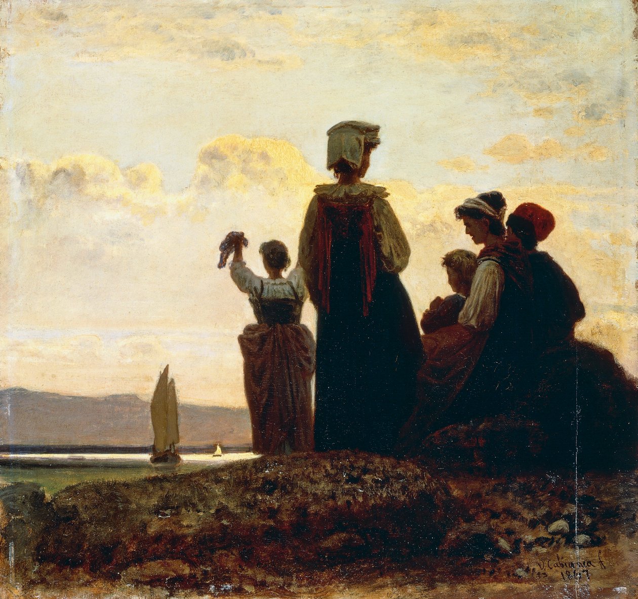 Retur af fiskerbåd (paranza) af Vincenzo Cabianca