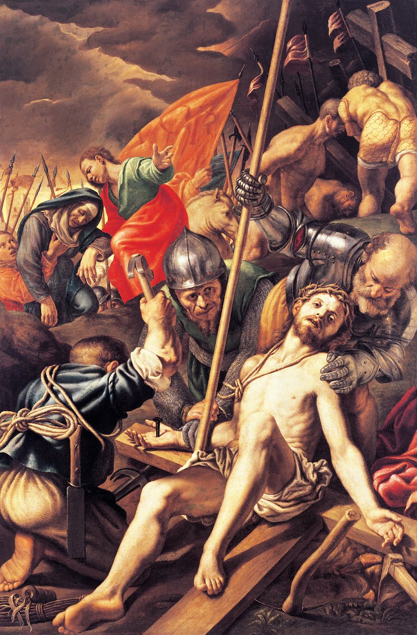 Kristus bliver naglet til korset, af Vincenzo Campi af Vincenzo Campi