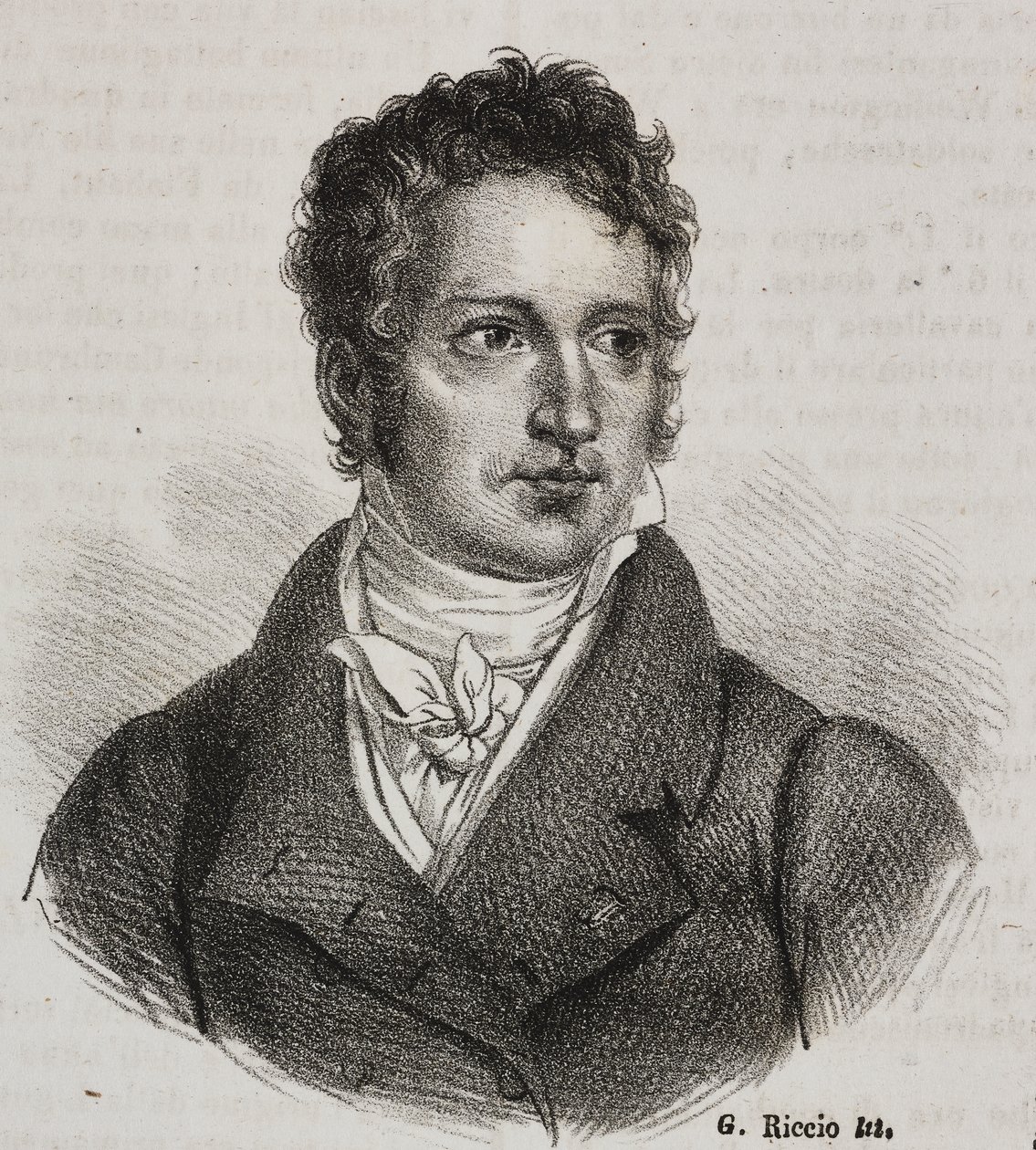 Portræt af Vincenzo Camuccini (1771-1844), italiensk maler og restauratør, litografi af Gaetano Riccio fra Poliorama Pittoresco, n 16, 23 november af Vincenzo Camuccini