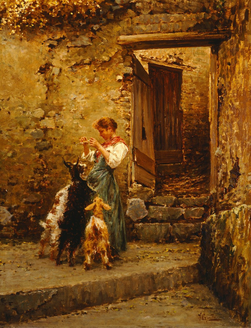 Bonde med geder (olie på lærred) af Vincenzo Caprile