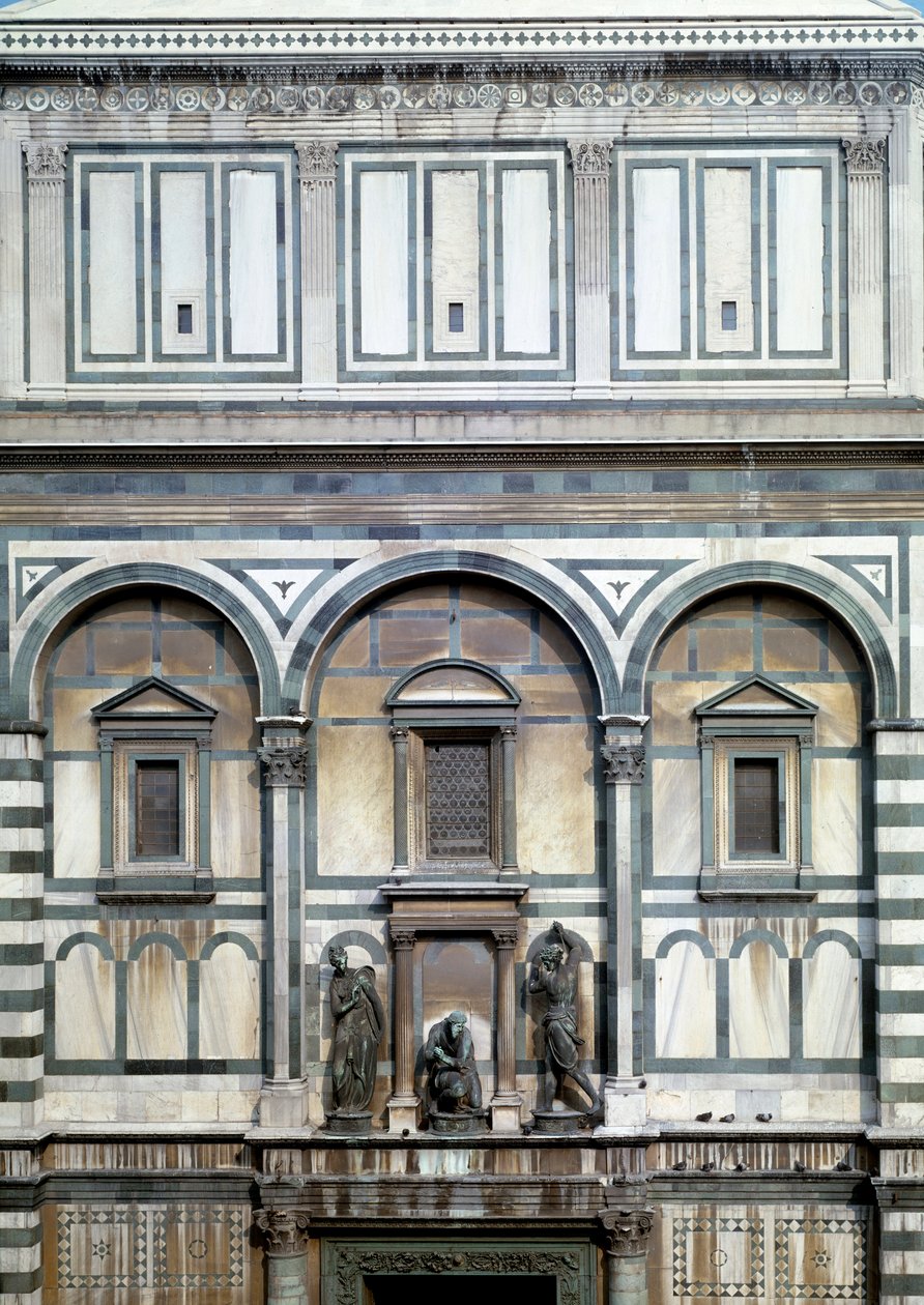 Johannes Døberen, hans bøddel og Salome (Detalje af dåbskirken i Firenze) - Skulptur af Vincenzo Danti