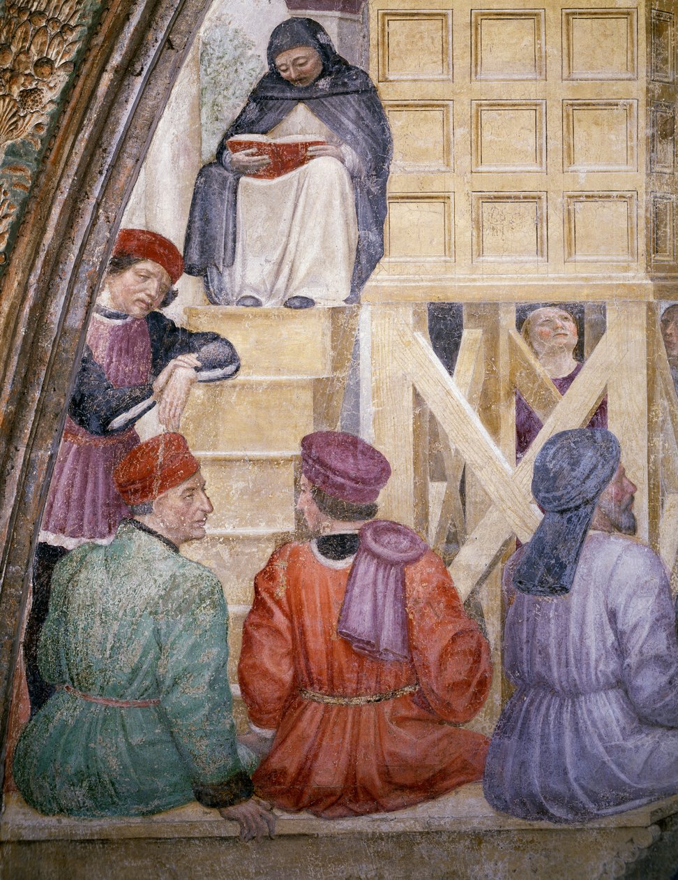 Mirakel af sky, detaljer fra Stories of Saint Peter Martyr af Vincenzo Foppa