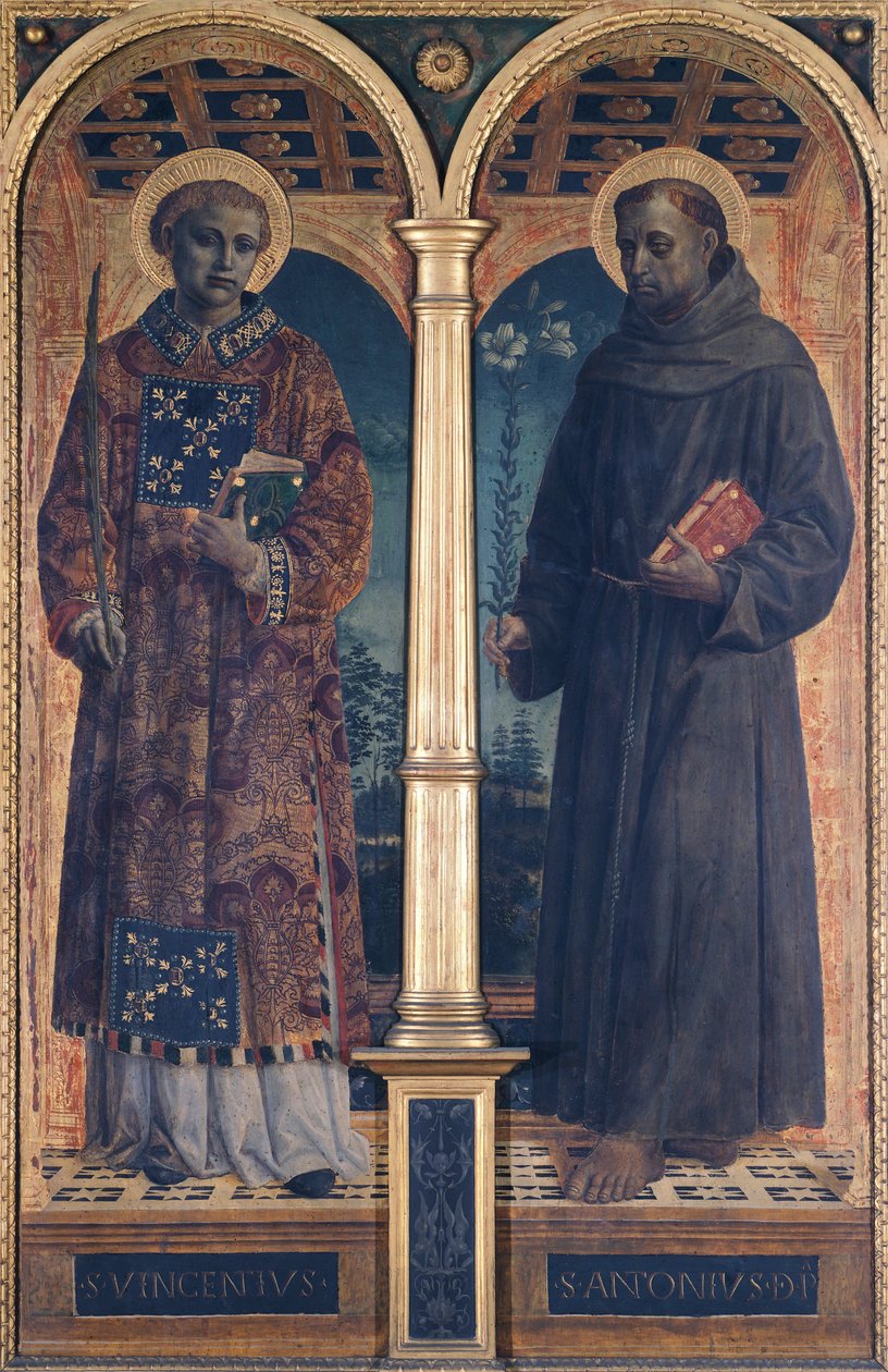 Saints Vincent og Anthony, siderum af Santa Maria delle Grazies altertavle, Vincenzo Foppa (cirka 1427-cirka 1515) af Vincenzo Foppa
