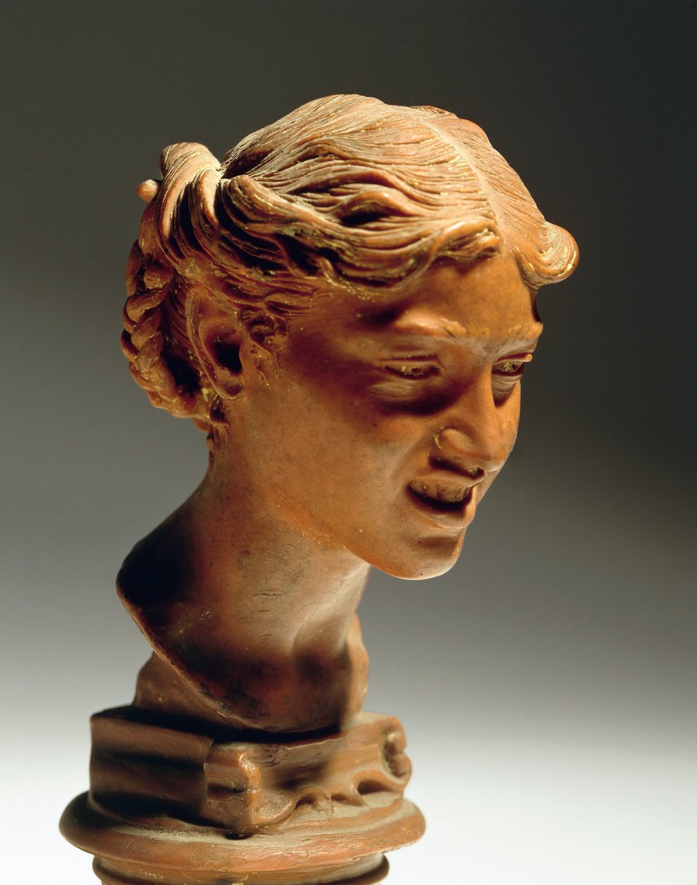 Head of Woman fra Capri, af Vincenzo Gemito (1852-1929), rød voks af Vincenzo Gemito