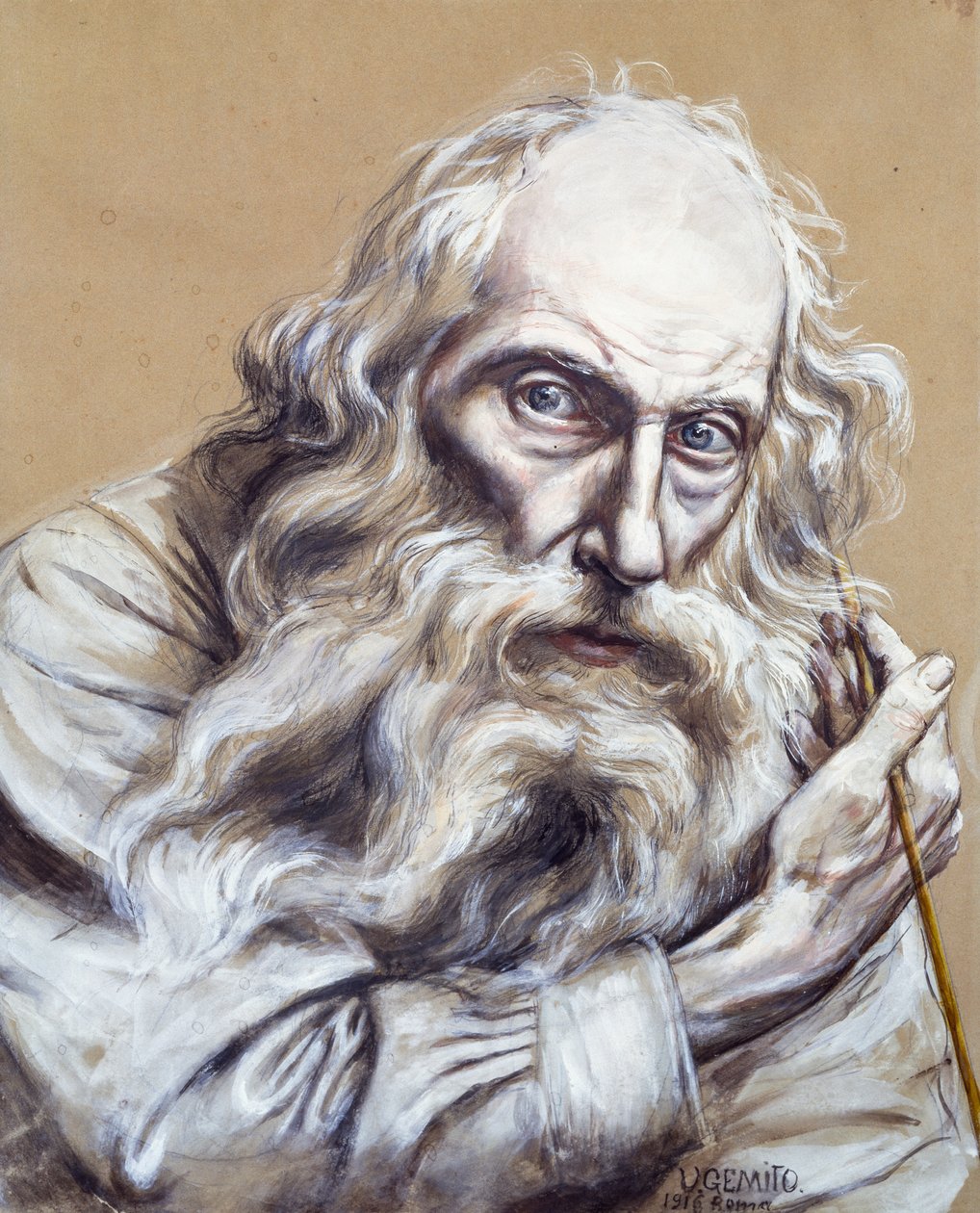 Selvportræt af Vincenzo Gemito (1852-1929), tempera på papir, 50x40 cm af Vincenzo Gemito
