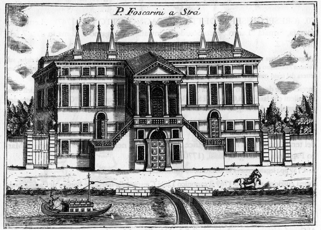 Paladset (Palazzo) Foscarini i Stra nær Venedig. i "" Singularity of Venice "" af Vincenzo Coronelli (1650-1718). af Vincenzo Maria Coronelli