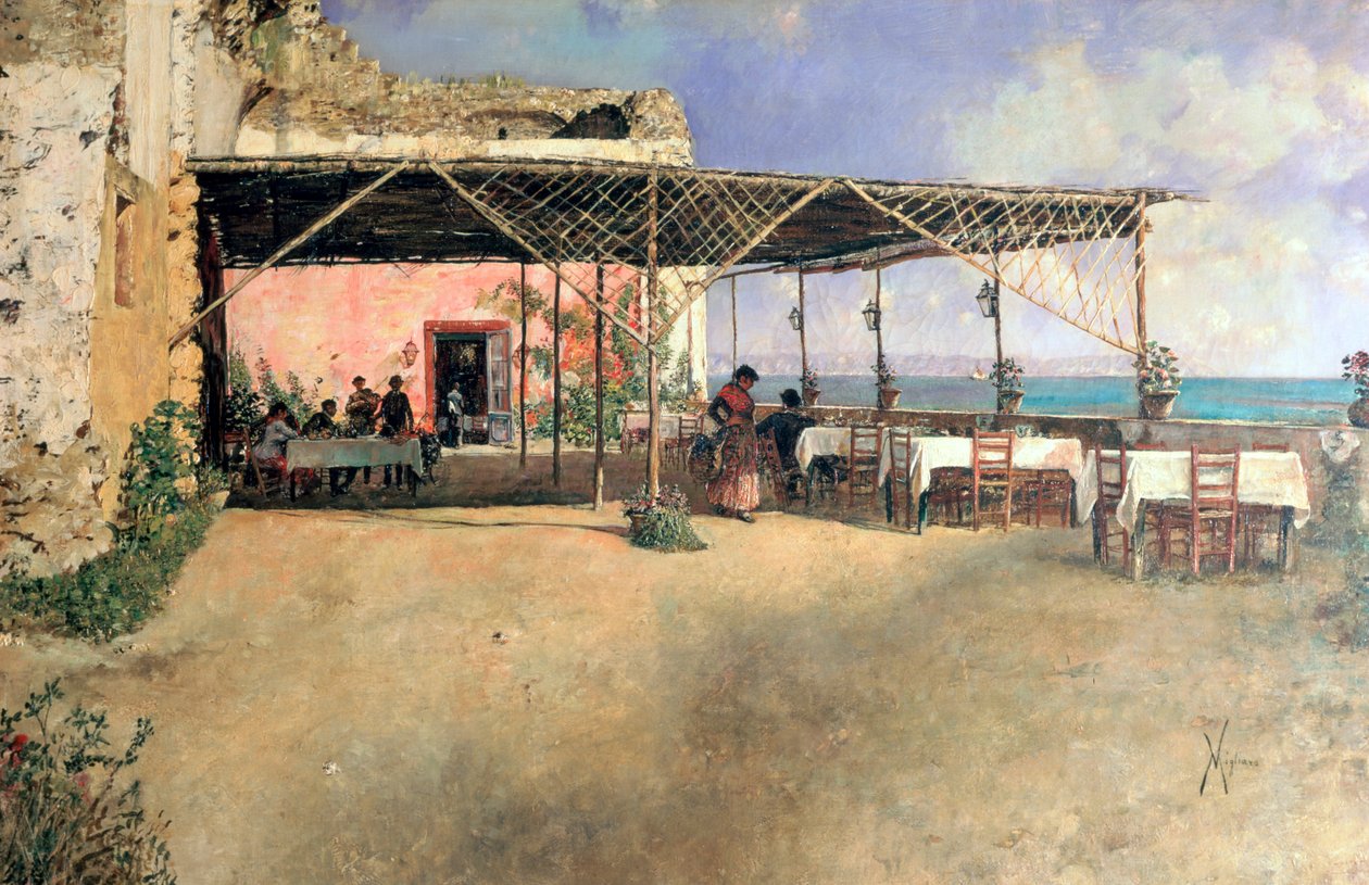 Taverna i Posillipo, 1886 af Vincenzo Migliaro
