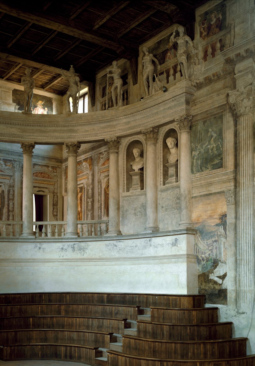 Renæssancearkitektur: udsigt over det olympiske teater (teatro olimpico) designet af arkitekt Vincenzo Scamozzi (1552-1616) 1588-1590 Sabbioneta, Italien af Vincenzo Scamozzi