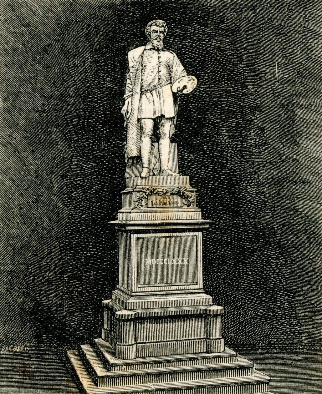 Monumentet til Antonio Allegri da Correggio, af Vincenzo Vela (1820-1891), Correggio, Emilia-Romagna, Italien af Vincenzo Vela