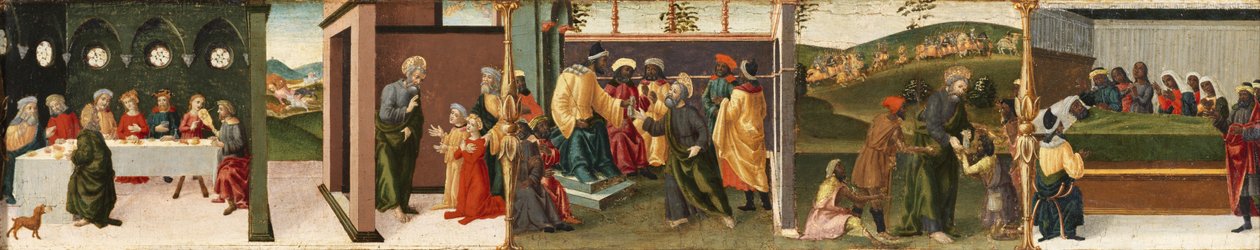 Historien om Sankt Thomas apostlen - Sankt Thomas døber Gundaphorus og andre episoder, 1480-1500 af Vincenzo di Antonio Frediani