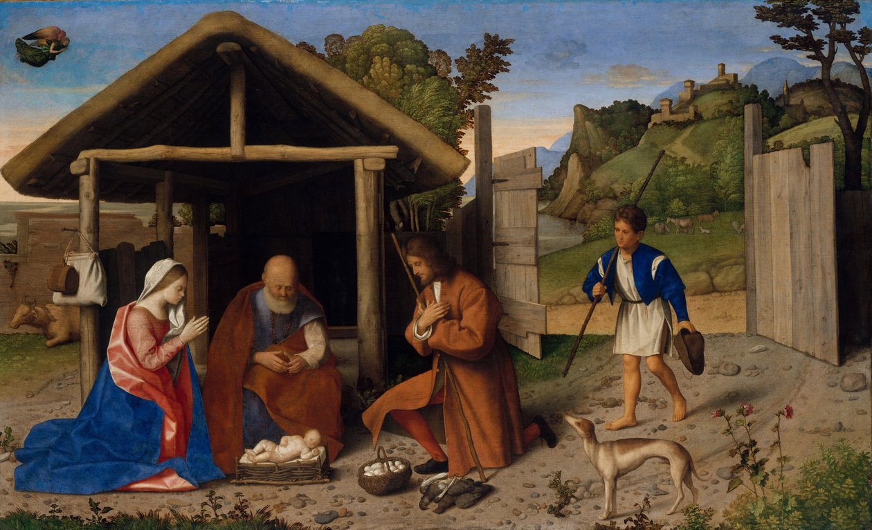 Tilbedelsen af hyrderne, ca. 1520 (olie på lærred) af Vincenzo di Biagio Catena