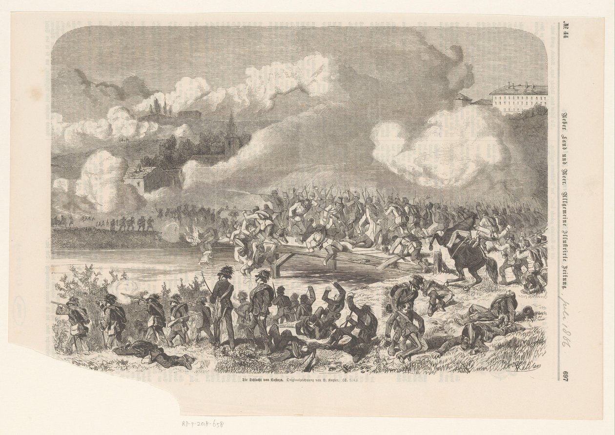 Slaget ved Custoza, 1866 Die Schlacht con Custoza (titel på objekt) af Vinzenz Katzler