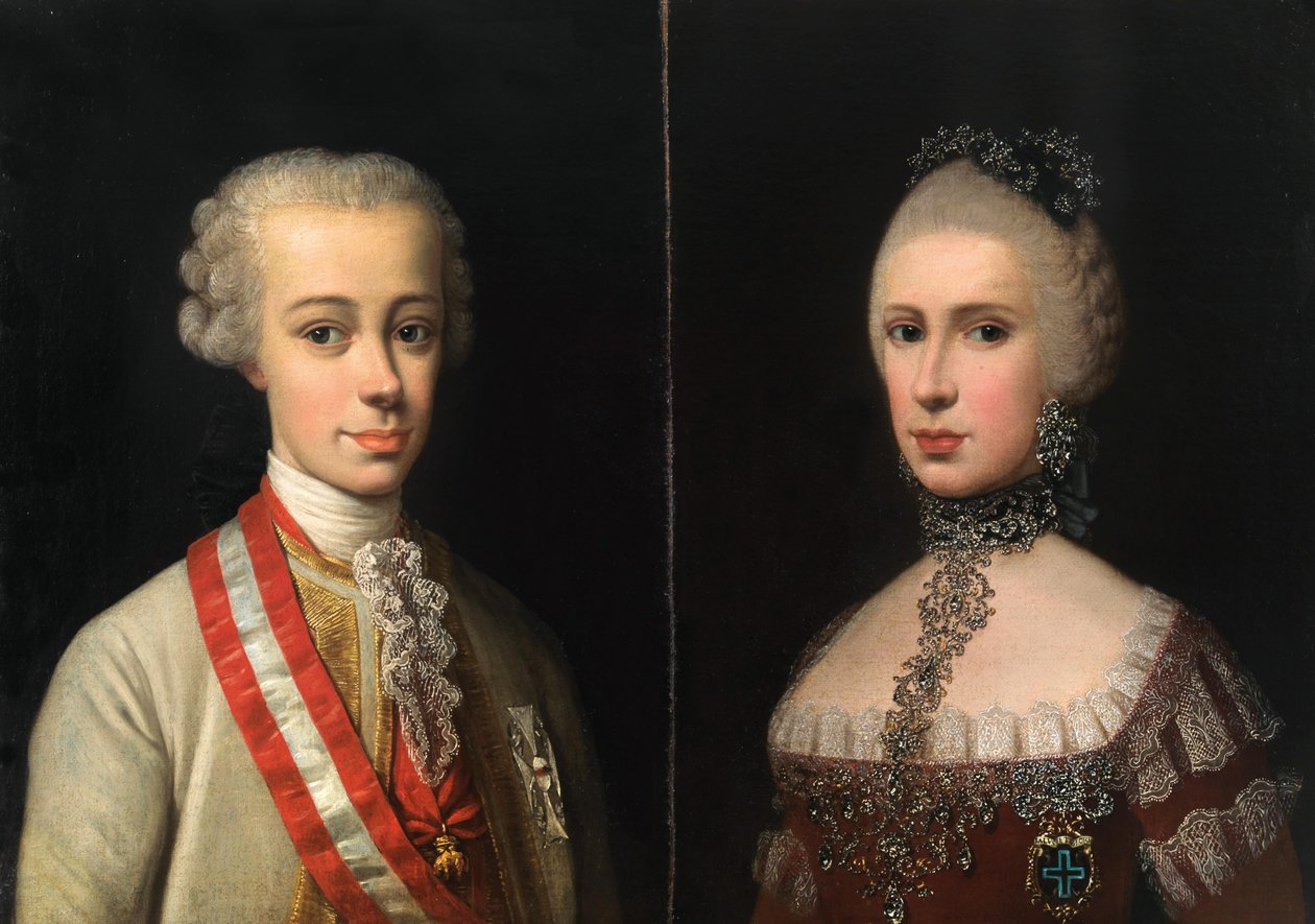 Portrætter af Leopold, storhertug af Toscana 1747-1792 og Maria Luisa af Spanien 1745-1792, ca 176 af Violante Beatrice Siries