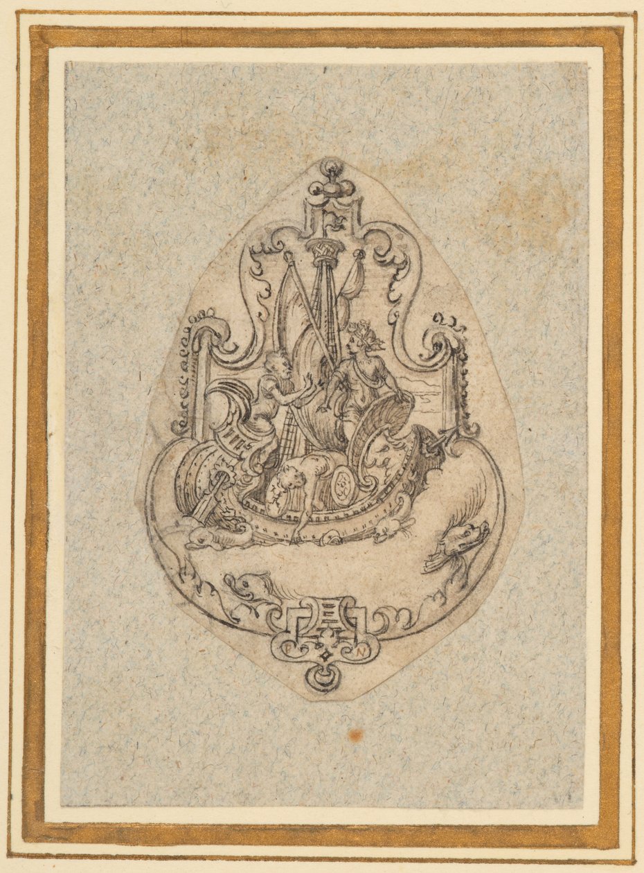 Design til et pendel, der viser Bacchus til søs af Virgilius the elder Solis