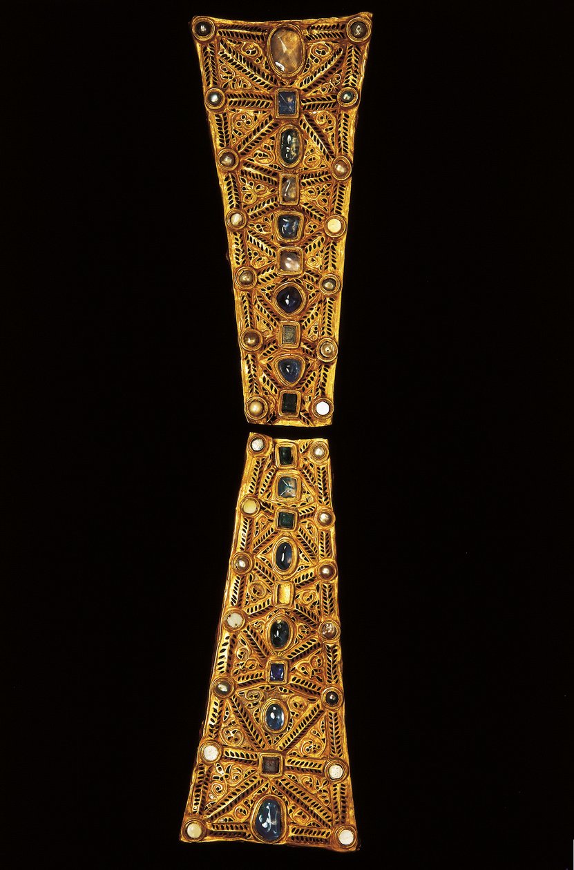 Hals på et processionskors i guld, granat og perler fra Guarrazar-skatten, 7. århundrede (guld, granat og perler) af Visigothic