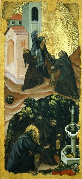 Scener fra Sankt Antonius abbedens liv (tempera på panel) af Vitale da Bologna Vitale da Bologna