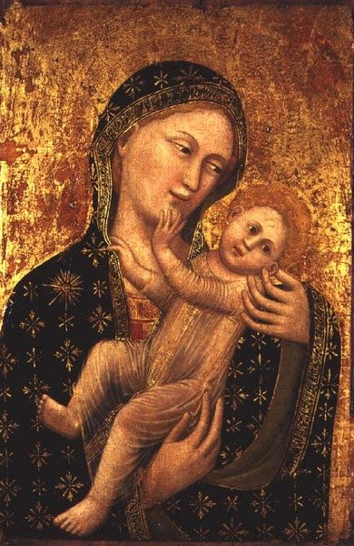 Madonna og barn (panel) af Vitale da Bologna