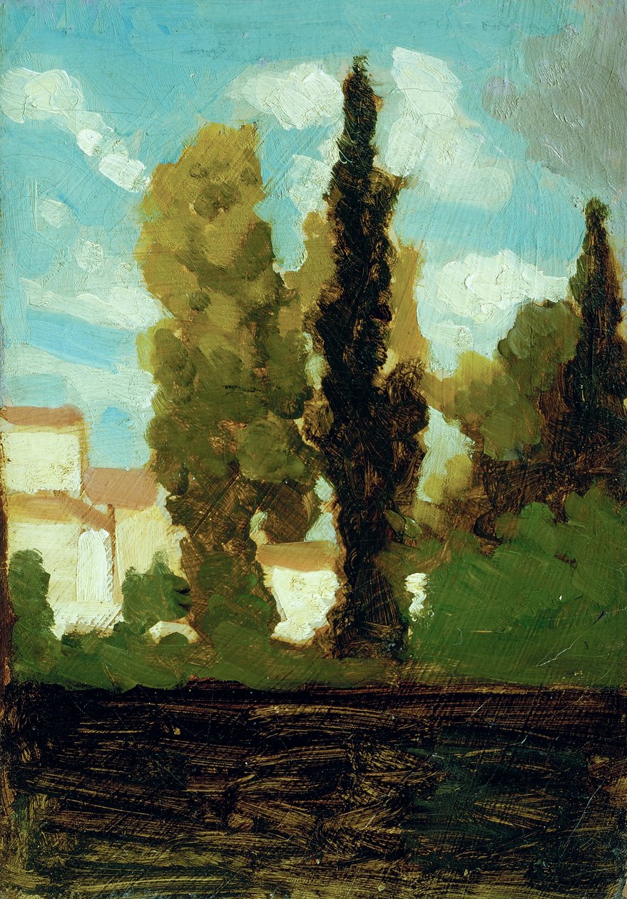 Studie af en landsby, ca. 1860 (olie på karton) af Vito d