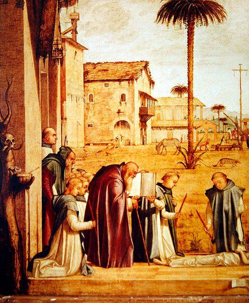 Detalje af begravelsen af Sankt Hieronymus, c.1507-09 af Vittore Carpaccio