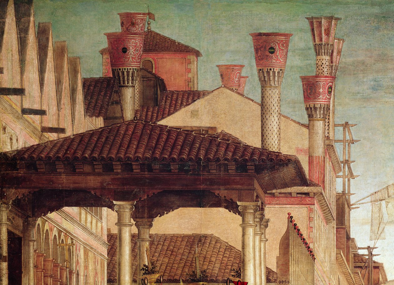 Detalje af miraklet af relikvie fra det sande kors på Rialtobroen, 1494 (detalje af 221362) af Vittore Carpaccio