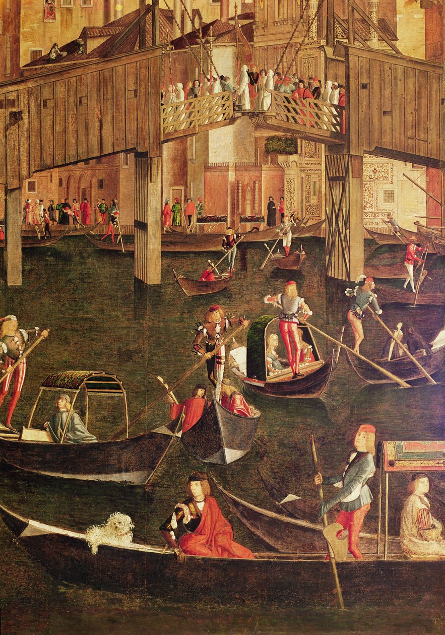 Detalje af miraklet af relikvie fra det sande kors på Rialtobroen, 1494 (detalje af 221362) af Vittore Carpaccio