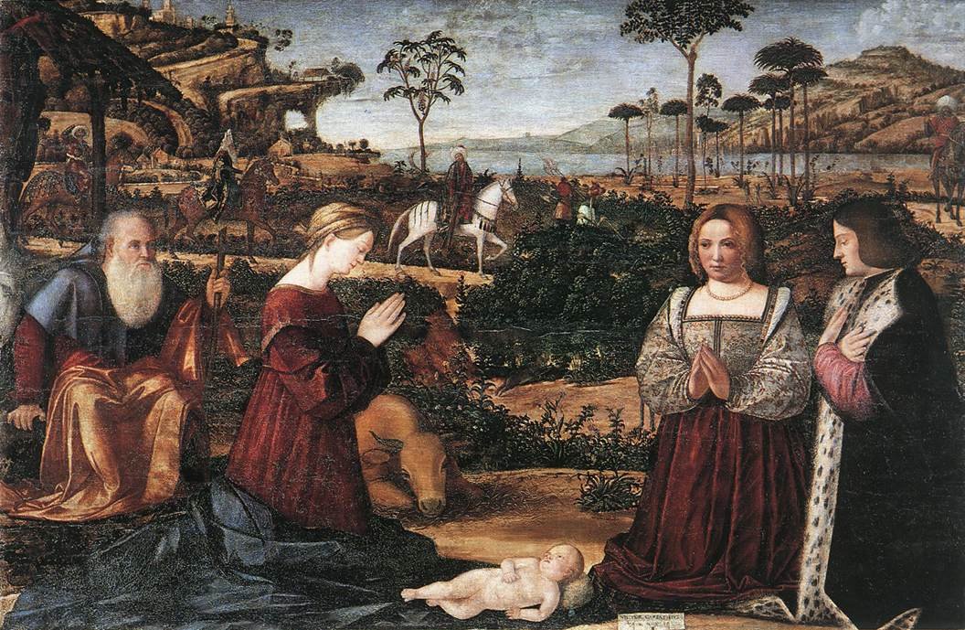 Hellig familie med to donorer af Vittore Carpaccio