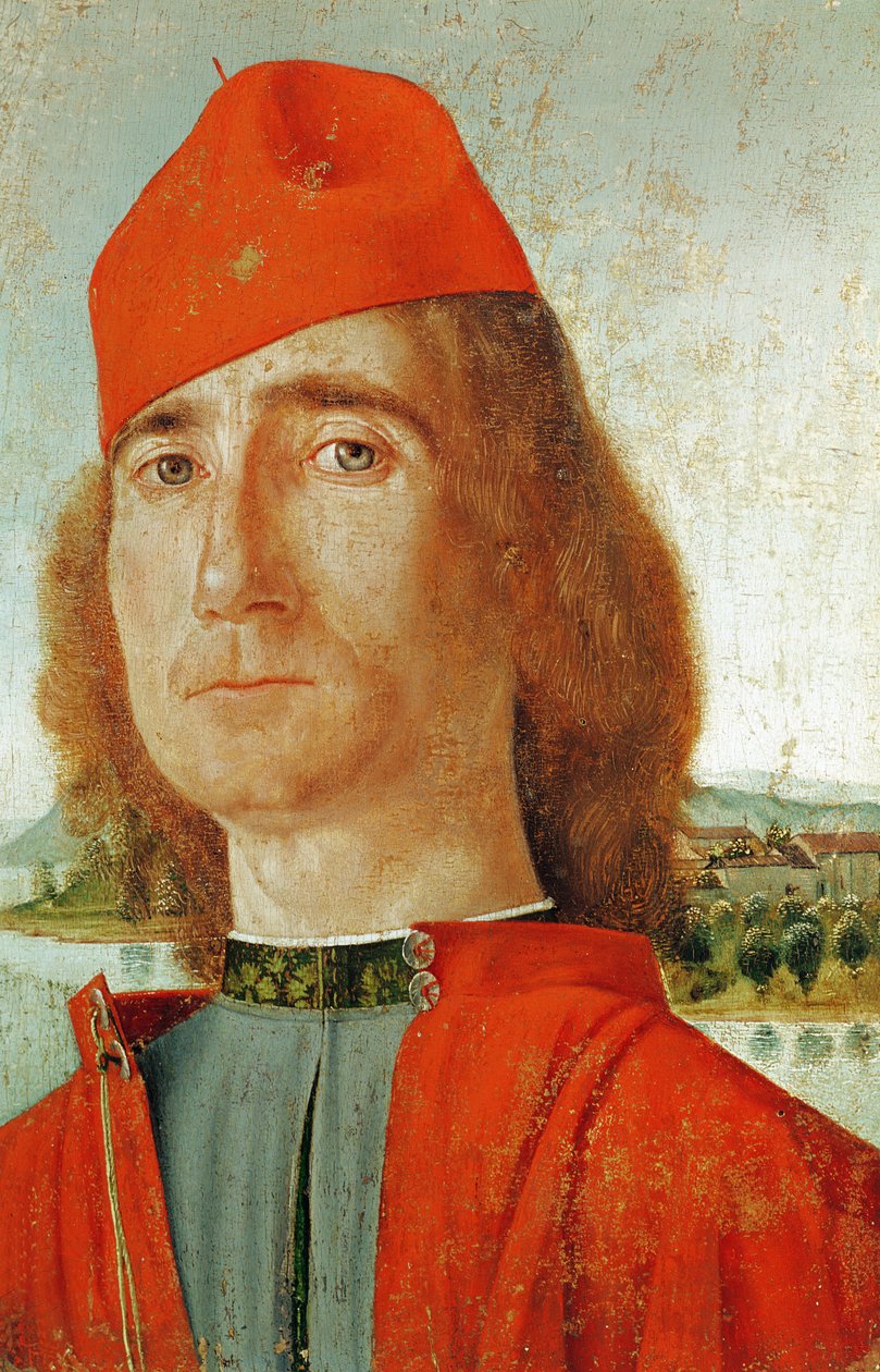 Mand i en rød baret, 1492 (tempera på træ) af Vittore Carpaccio