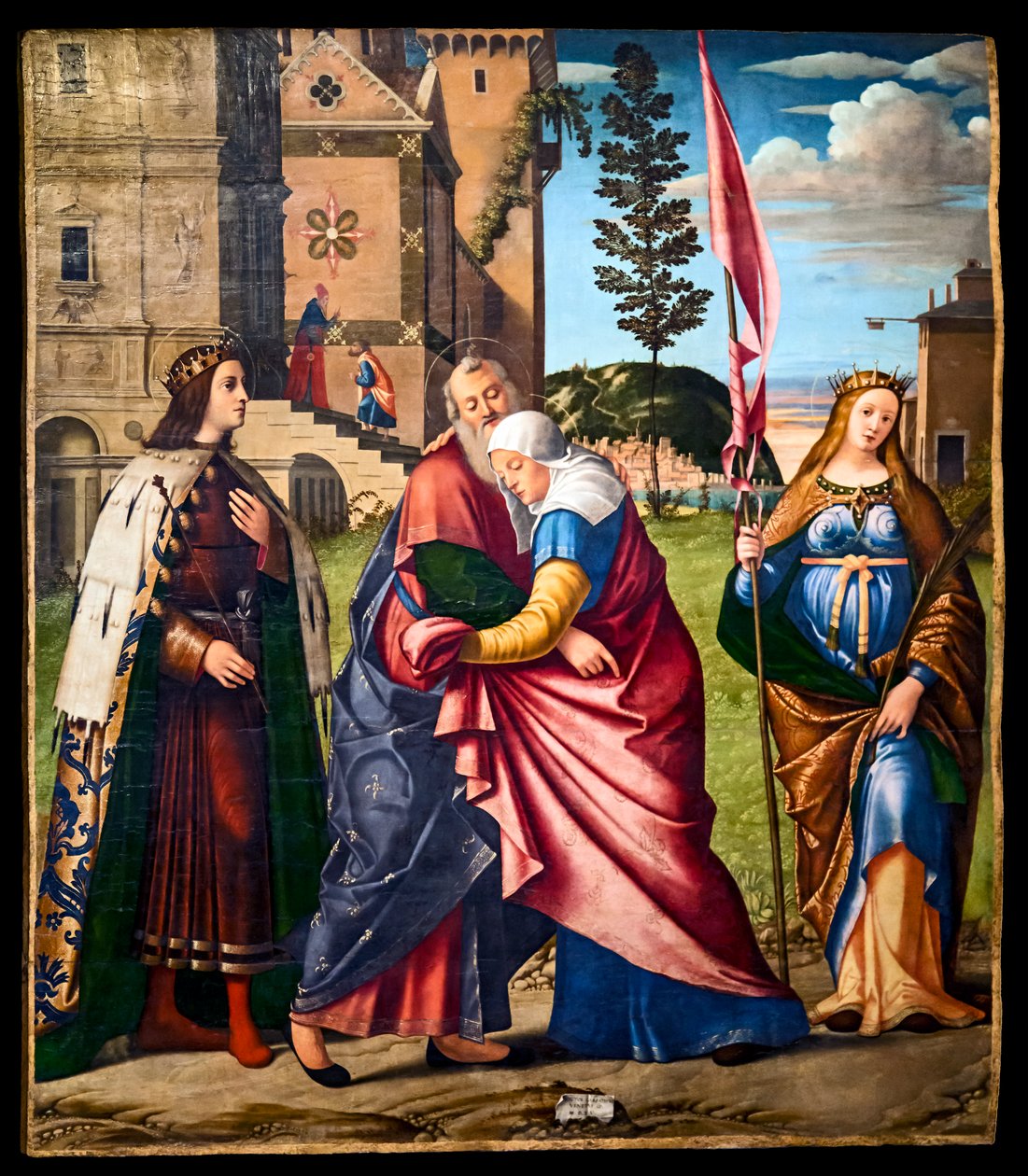 Møde mellem Joachim og Anna med St. Louis IX og St. Livrade af Vittore Carpaccio