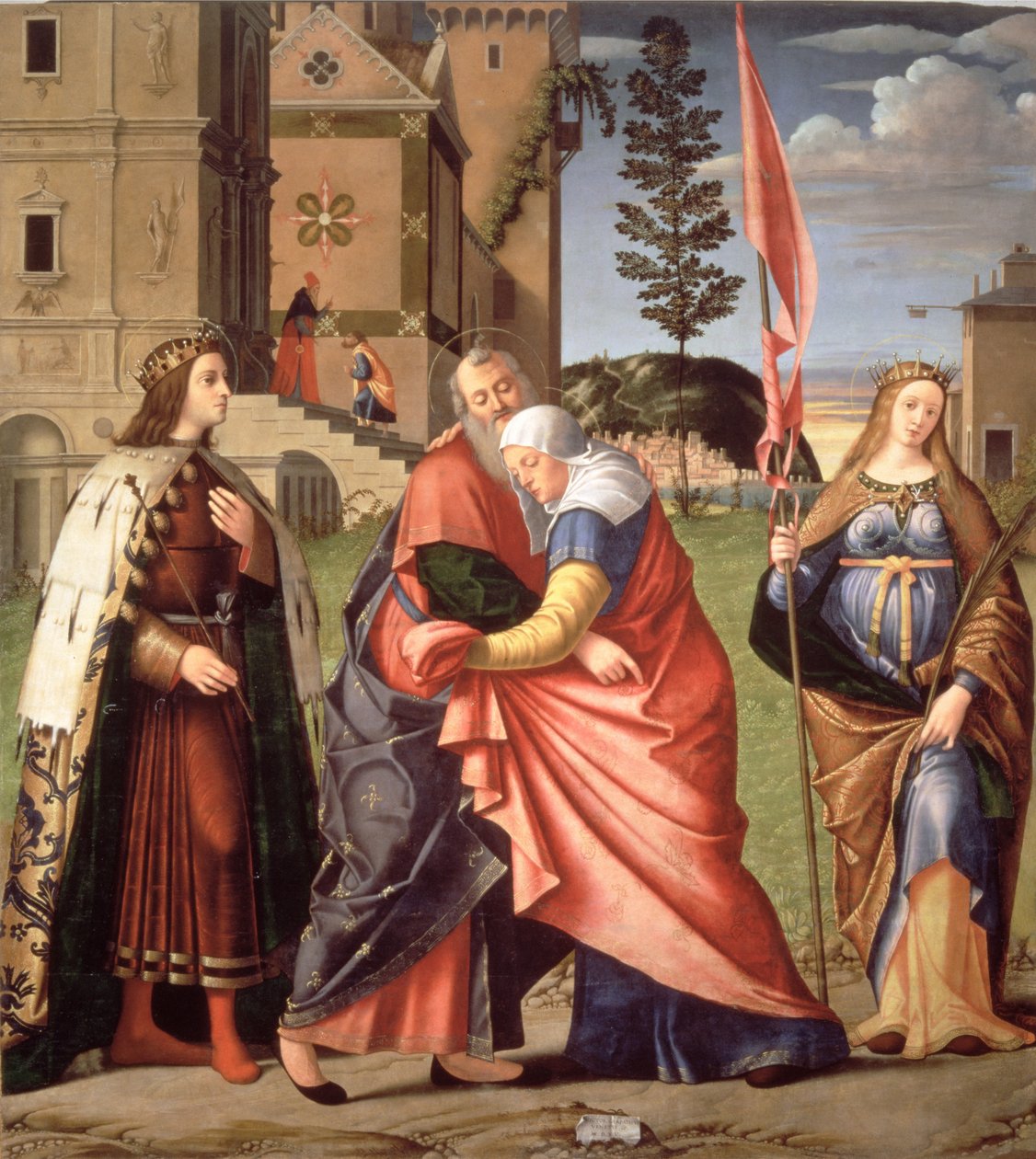 Mødet ved den gyldne port med hellige, 1515 af Vittore Carpaccio