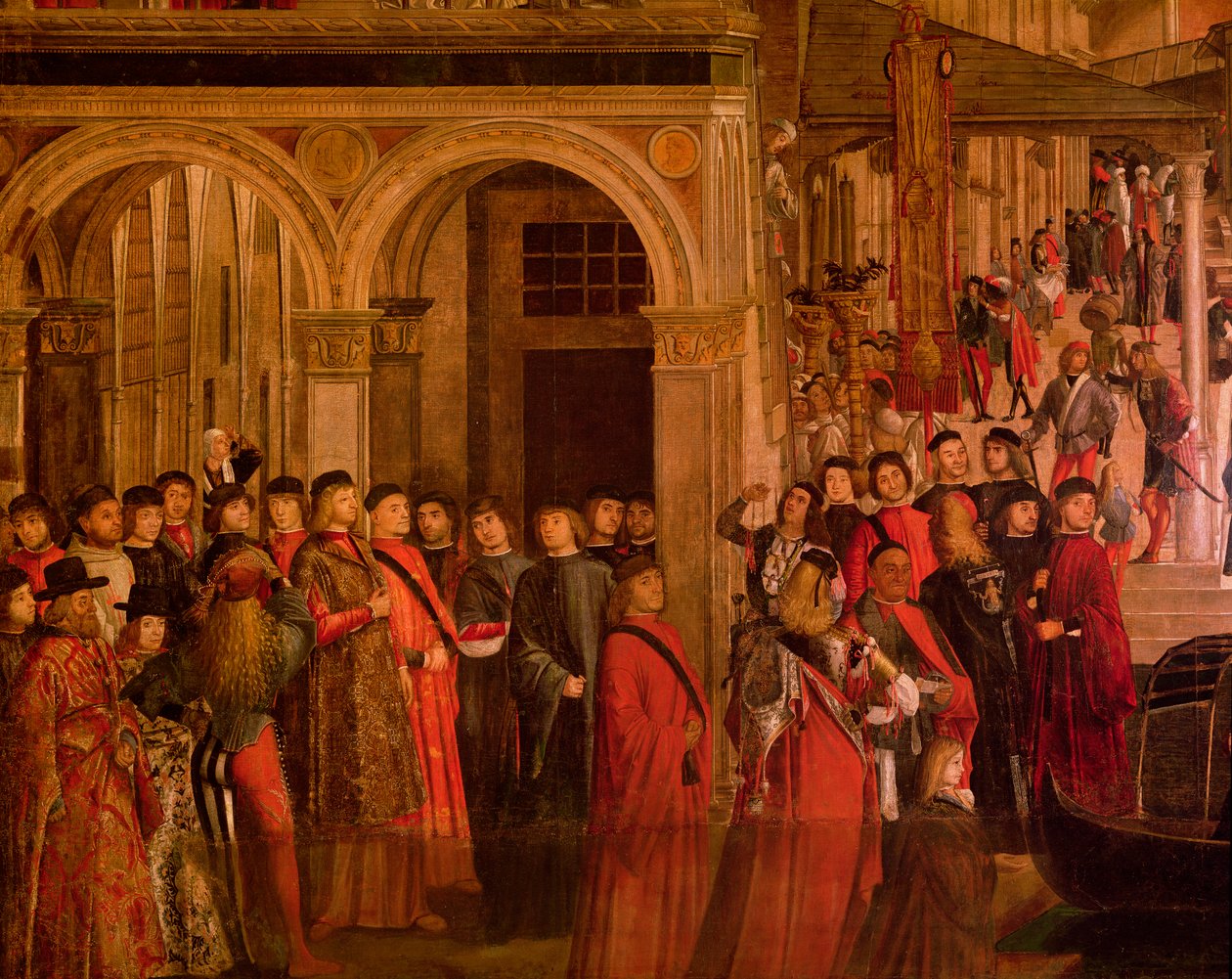 Miracle of the Relic of the True Cross på Rialtobroen, 1494 olie på lærred detalje fra 119437 af Vittore Carpaccio