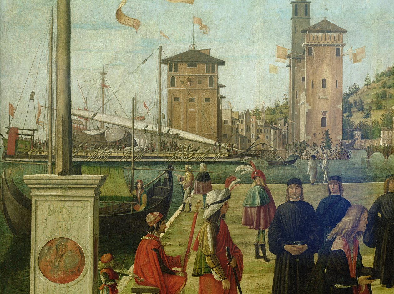 Ambassadørernes tilbagevenden, fra St. Ursula-cyklussen, 1490-94 detalje af 51114 af Vittore Carpaccio