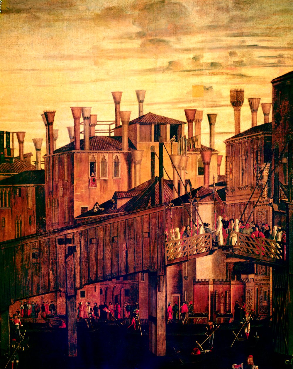 Rialtobro i træ, fra Miracle of the Relic of the True Cross, 1494 olie på lærred detalje fra 119437 af Vittore Carpaccio