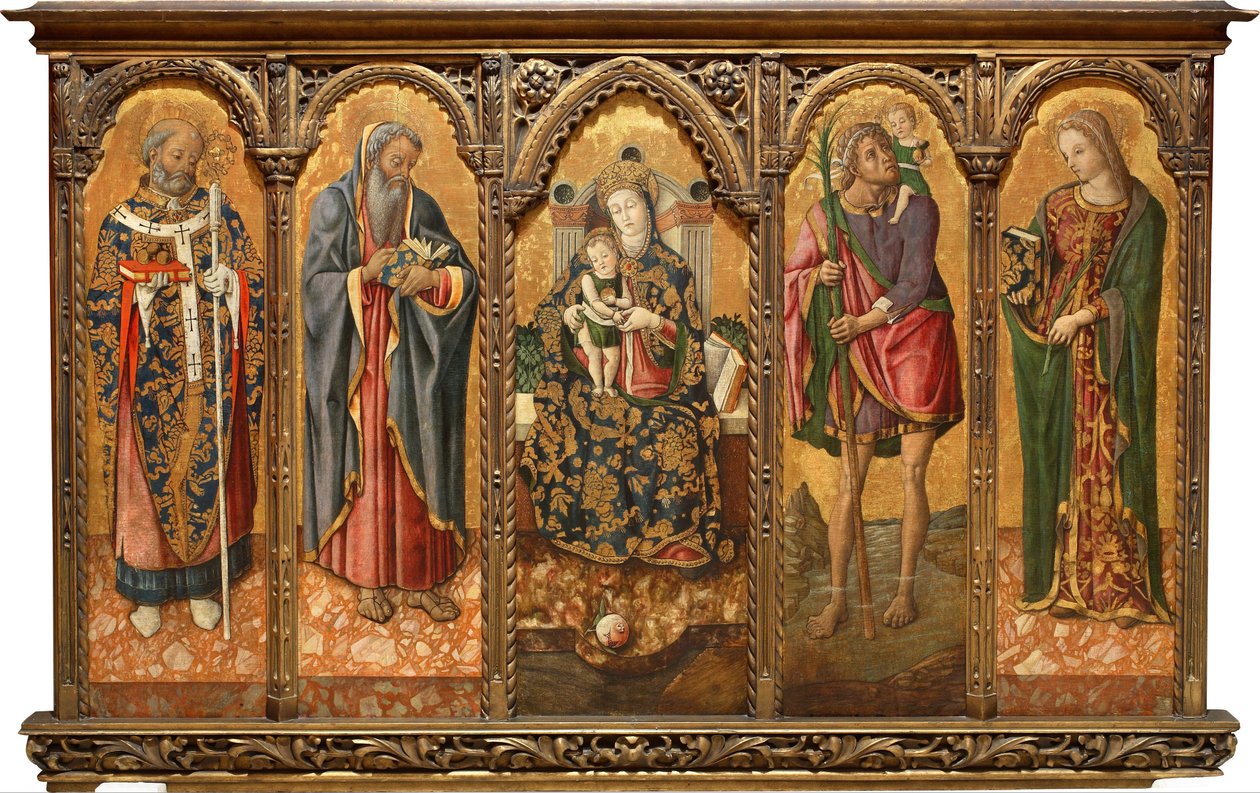 Madonna og barn med hellige af Vittore Crivelli