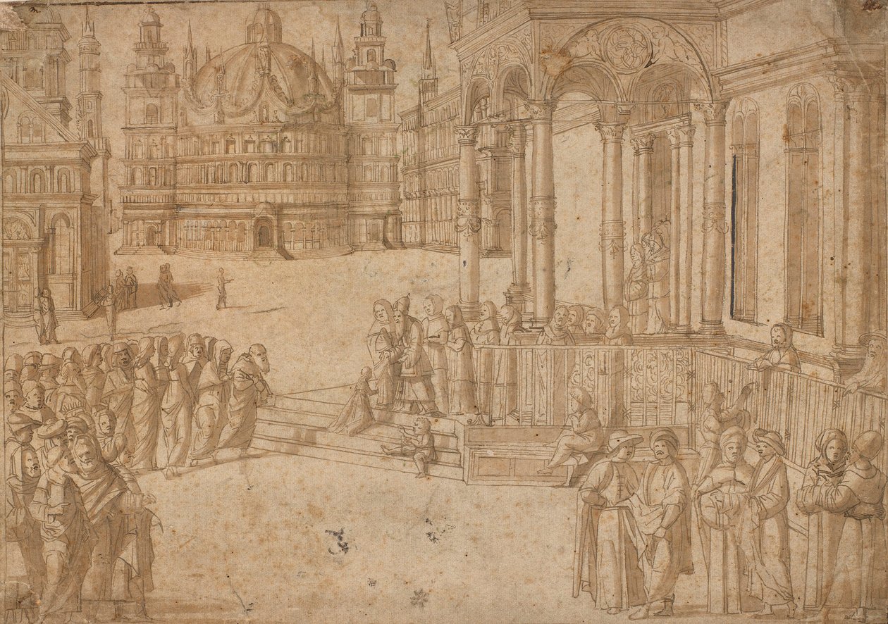 Efter Carpaccio - Præsentationen af Jomfru Maria i templet ca. 1500-20 af Vittore Carpaccio